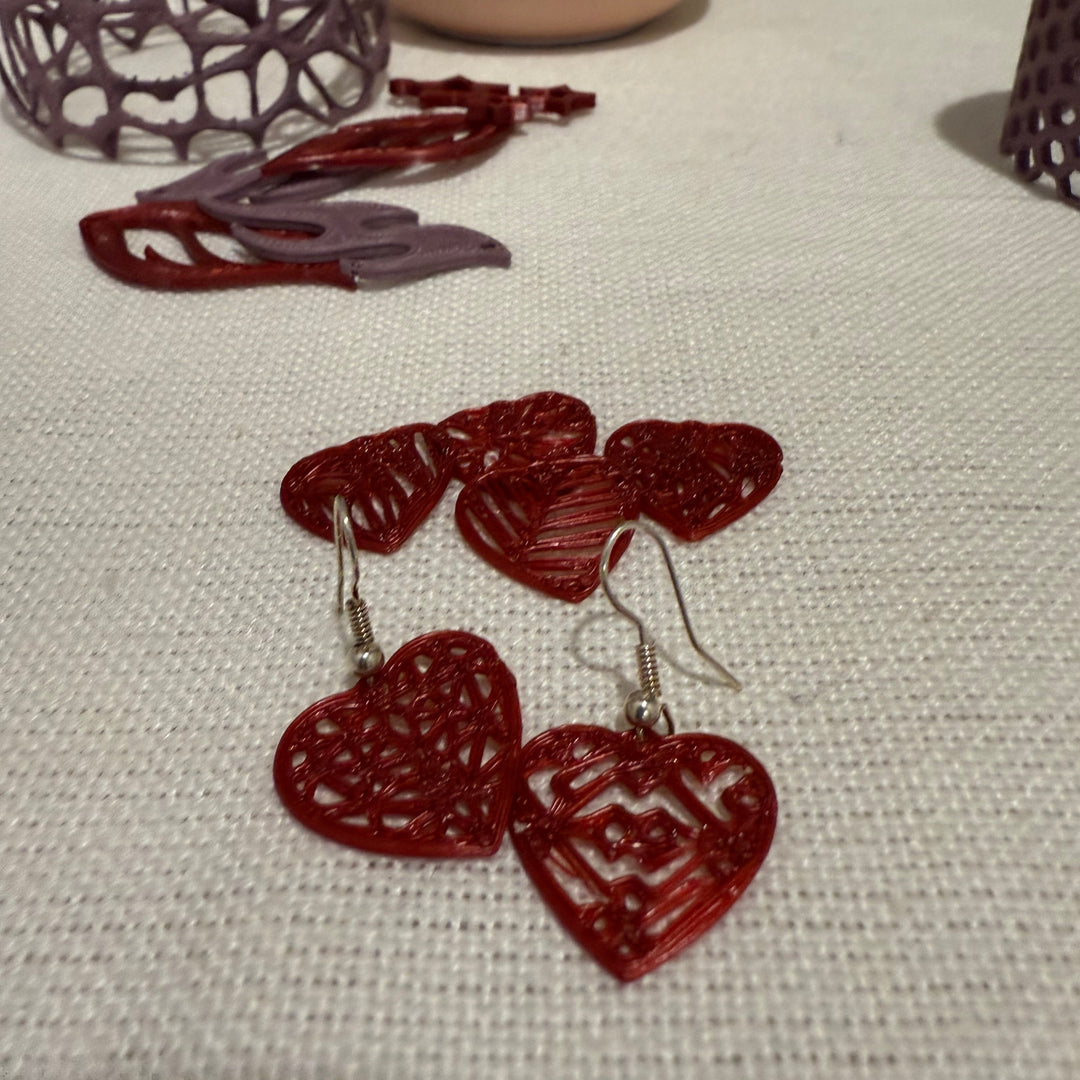 3D Heart Earrings
