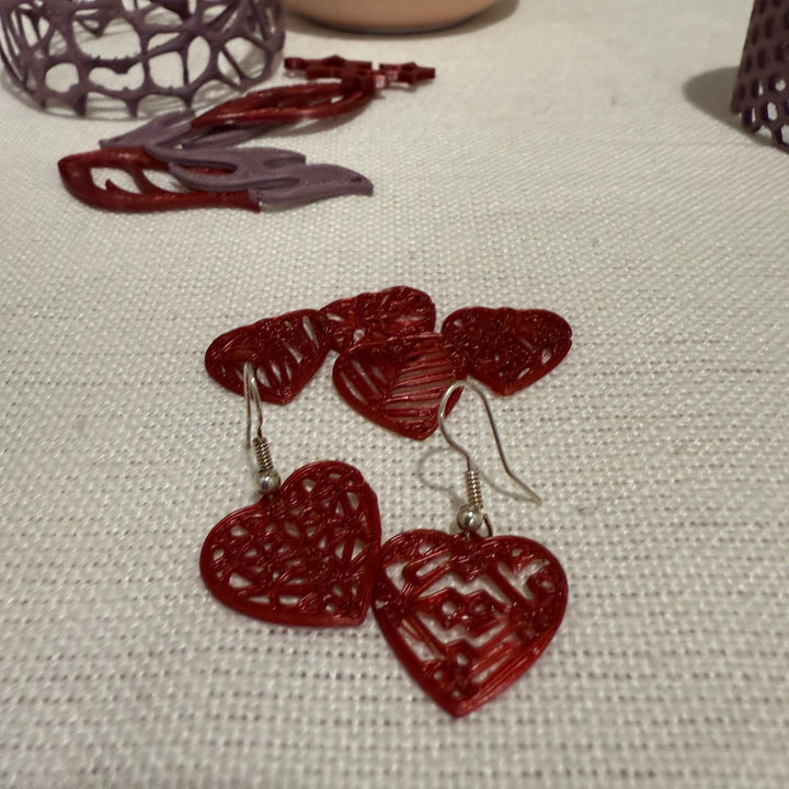 3D Heart Earrings