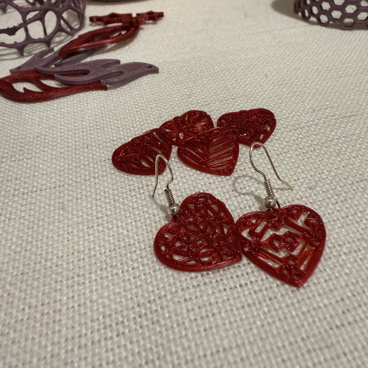 3D Heart Earrings
