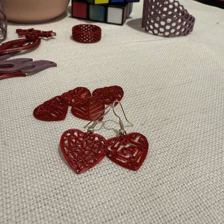 3D Heart Earrings
